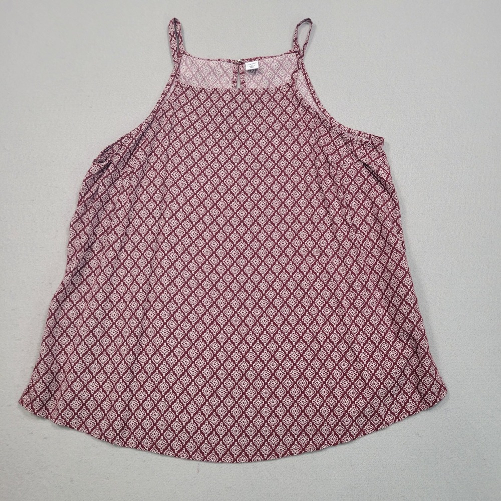 Old Navy Womens Medium Maroon Geometric High Neck Sleeveless Cami Tank Top - Picture 1 of 6